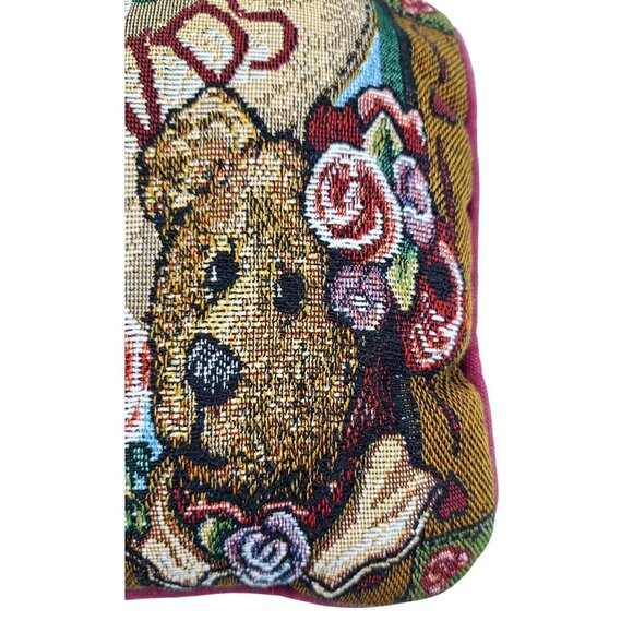 Vintage Boyds Bears Best Friends Tapestry Pillow Teddy Bears Floral Roses Throw - Picture 4 of 6
